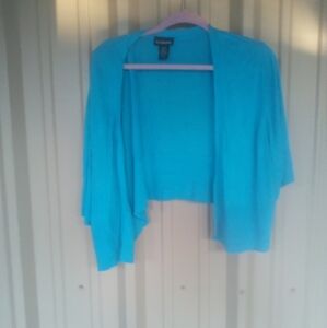 Women's Lane Bryant Teal Blue Cropped Open Cardigan Plus Size 26/28 26 28 Rayon